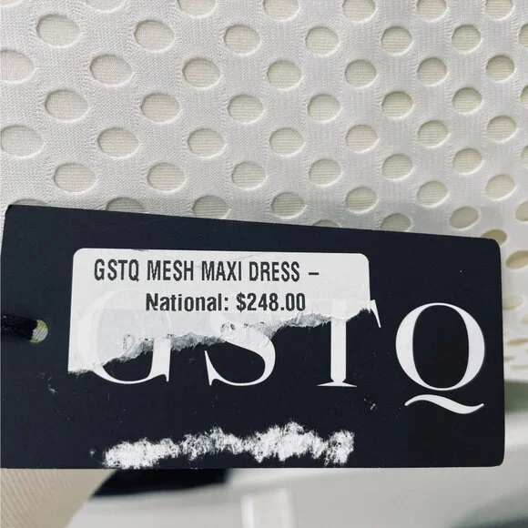 GSTQ XS White Neon Sole Mesh Maxi Dress Halter Long Resort Beach Cover Up NWT - Picture 14 of 14